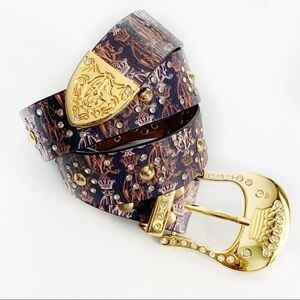 New-vntg Authentic Christian Audigier Gold Belt LG